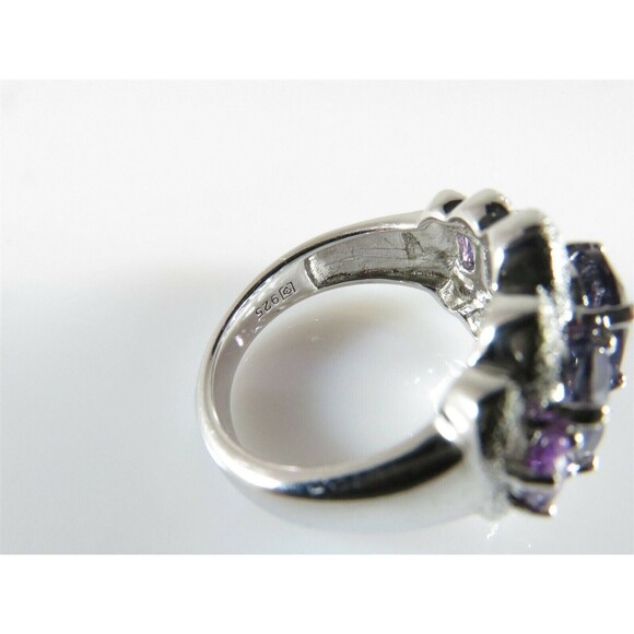 Gorgeous Designer Signed Sterling Silver Amethyst Cocktail Ring Size 6.75 - Picture 6 of 7